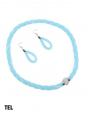 SPARKLE TWIST TUBE NECKLACE & EARRING SET